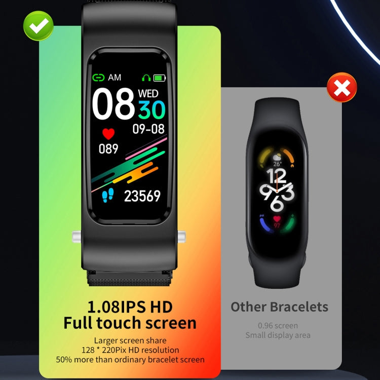 K60 1.08 inch Leather Band Earphone Detachable Life Waterproof Smart Watch Support Bluetooth Call, Leather Band (Black Silver), Leather Band (Black), Leather Band (Brown Silver)