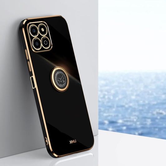 XINLI Straight Edge 6D Electroplate TPU Phone Case with Ring Holder, For Honor X8a 2023, For Honor X9a 5G, For Huawei nova Y61