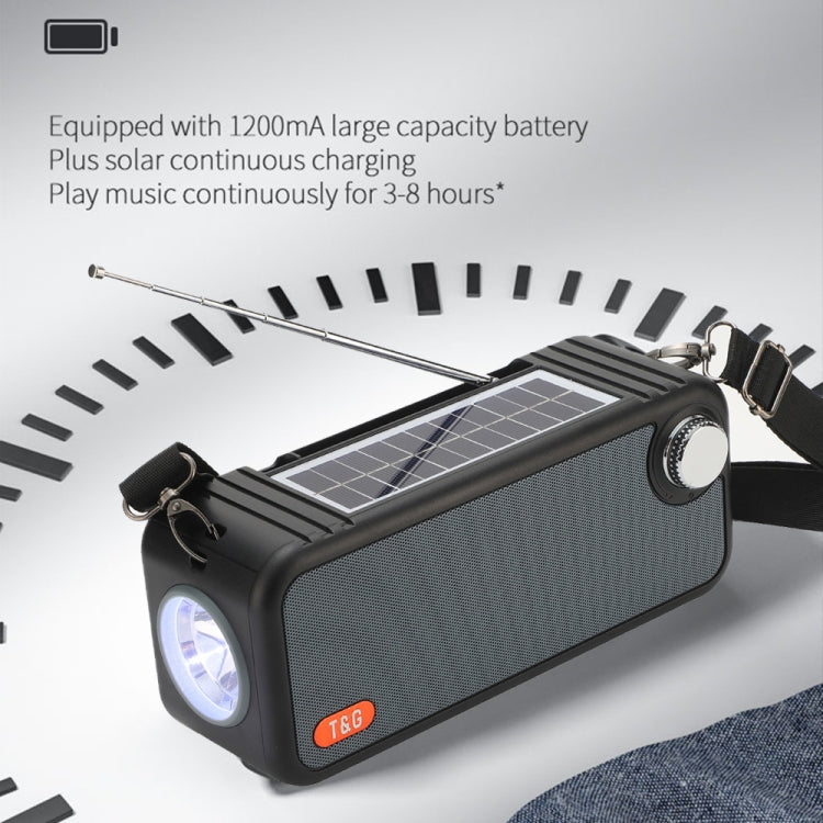 T&G TG637 Outdoor Portable Solar Power Wireless Bluetooth Speaker with FM / Flashlight / TF Card Slot(Red)