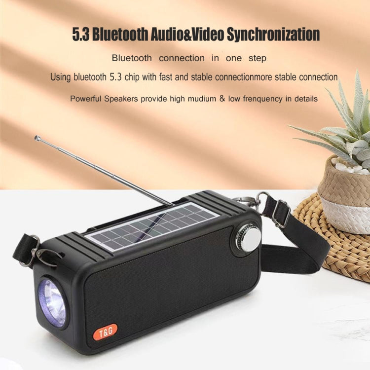 T&G TG637 Outdoor Portable Solar Power Wireless Bluetooth Speaker with FM / Flashlight / TF Card Slot(Red)