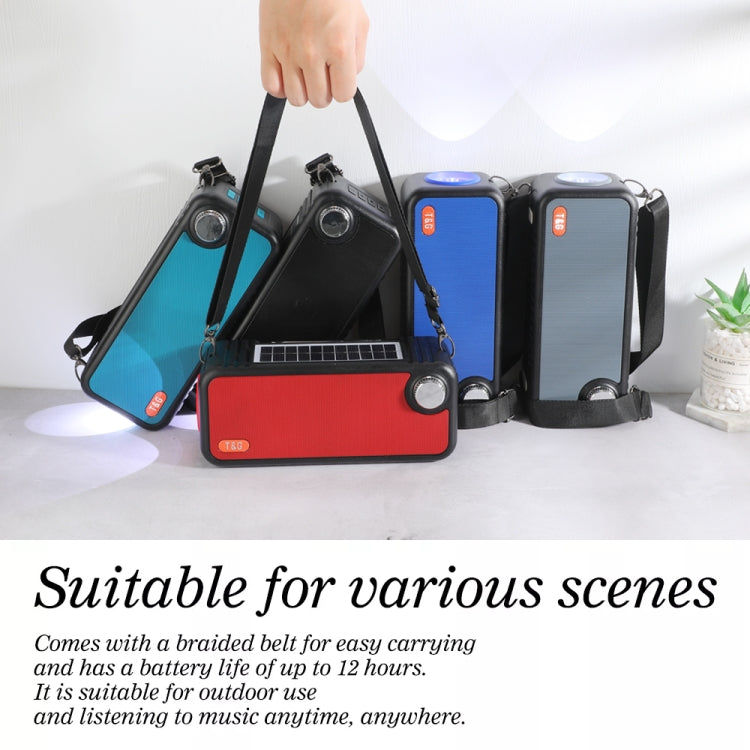 T&G TG637 Outdoor Portable Solar Power Wireless Bluetooth Speaker with FM / Flashlight / TF Card Slot(Grey)