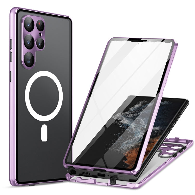 HD Full Cover Magsafe Magnetic Metal Tempered Glass Phone Case, For Samsung Galaxy S26 Ultra 5G, For Samsung Galaxy S25 Ultra 5G, For Samsung Galaxy S24 Ultra 5G, For Samsung Galaxy S24+ 5G, For Samsung Galaxy S23 Ultra 5G