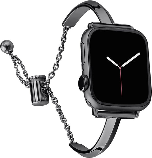Stainless Steel Bracelet Watch Band For Apple Watch Series 9&8&7 41mm / SE 3&SE 2&6&SE&5&4 40mm / 3&2&1 38mm(Black)