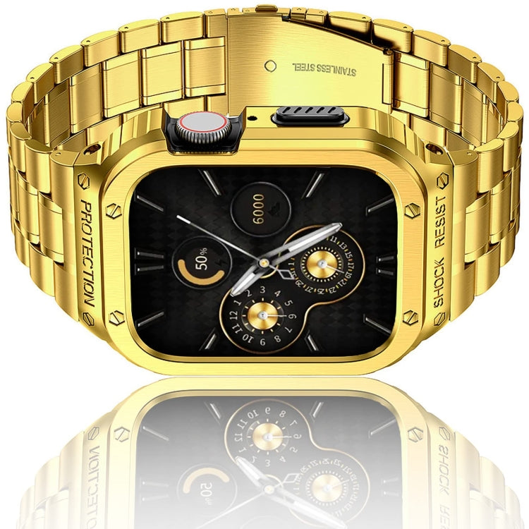 Metal Integrated Watch Protective Case For Apple Watch Series 8&7 45mm(Gold)