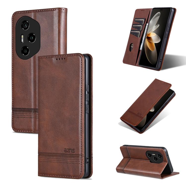 AZNS Magnetic Calf Texture Flip Leather Phone Case, For Honor Play 60, For Honor 400 Global 156.5mm, For Honor 300 Ultra, For Honor 300 Pro