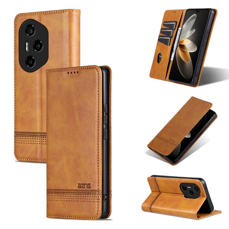 AZNS Magnetic Calf Texture Flip Leather Phone Case, For Honor Play 60, For Honor 400 Global 156.5mm, For Honor 300 Ultra, For Honor 300 Pro