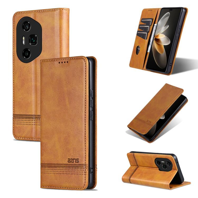 AZNS Magnetic Calf Texture Flip Leather Phone Case, For Honor Play 60, For Honor 400 Global 156.5mm, For Honor 300 Ultra, For Honor 300 Pro