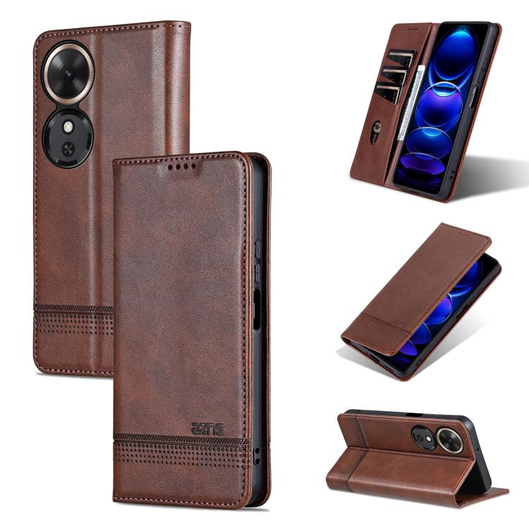 AZNS Magnetic Calf Texture Flip Leather Phone Case, For Honor Play 60, For Honor 400 Global 156.5mm, For Honor 300 Ultra, For Honor 300 Pro