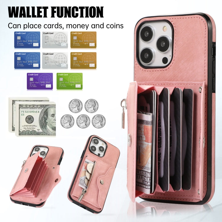 Zipper RFID Card Slot Phone Case with Short Lanyard, For iPhone 13 mini, For iPhone 13, For iPhone 13 Pro, For iPhone 13 Pro Max