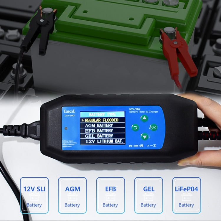 CAT-280 2 in 1 Car Battery Charger & Color Screen Battery Tester, EU Plug