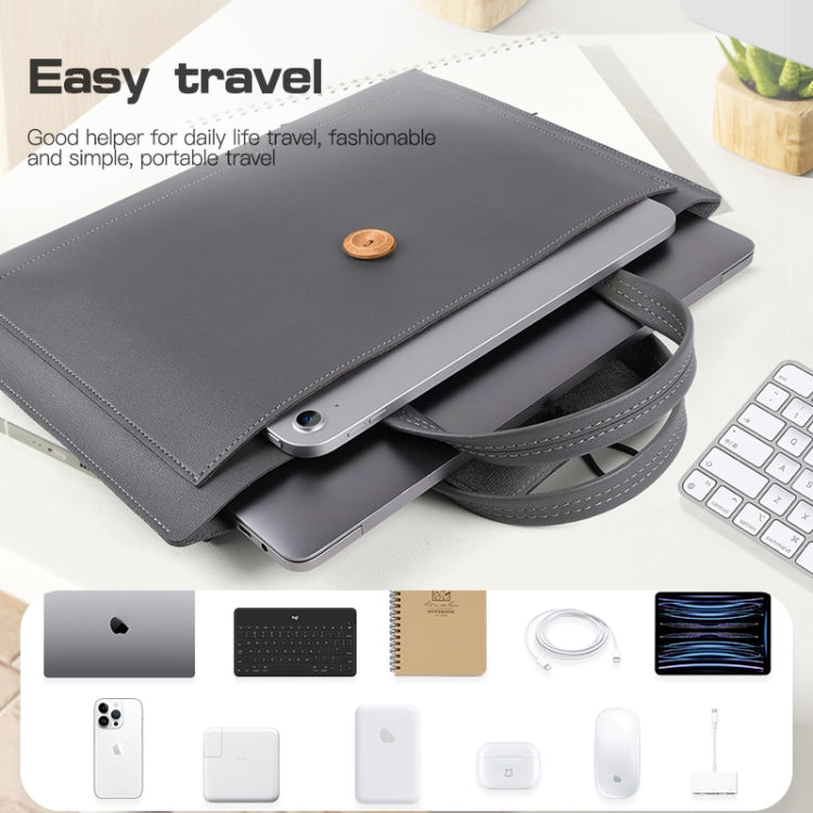 13-14 inch Universal Elastic Thread Button Portable Laptop Inner Bag(Brown)