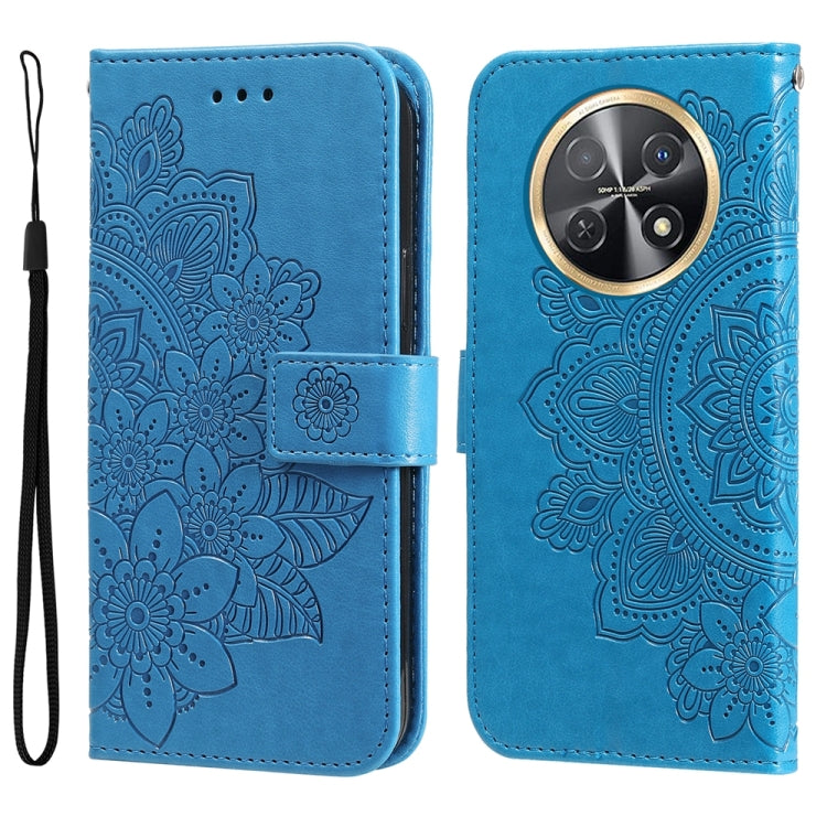 Seven-petal Flowers Embossing Leather Phone Case, For Huawei Mate 60, For Huawei Mate 60 Pro, For Huawei Enjoy 60X, For Huawei nova 11 Pro