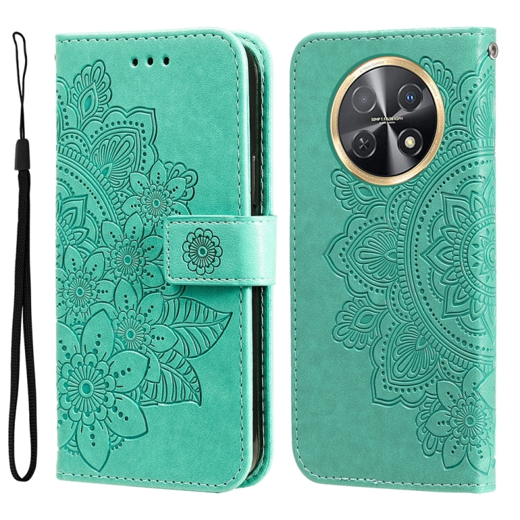 Seven-petal Flowers Embossing Leather Phone Case, For Huawei Mate 60, For Huawei Mate 60 Pro, For Huawei Enjoy 60X, For Huawei nova 11 Pro