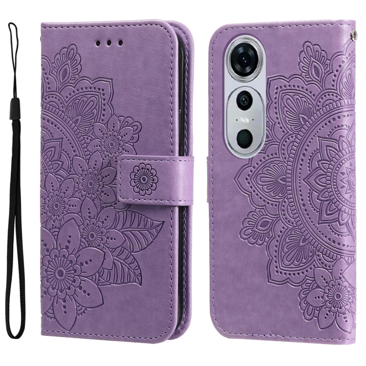 Seven-petal Flowers Embossing Leather Phone Case, For Huawei Mate 60, For Huawei Mate 60 Pro, For Huawei Enjoy 60X, For Huawei nova 11 Pro