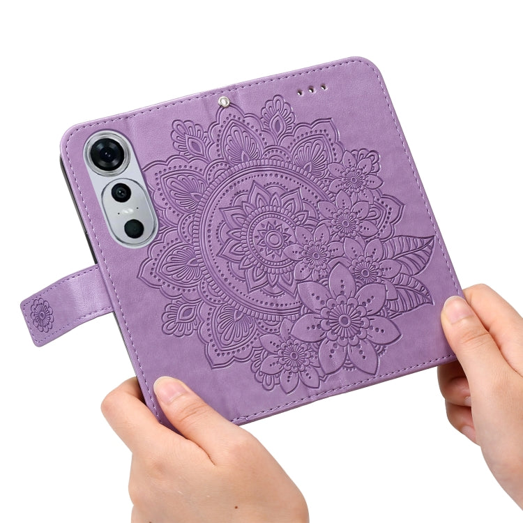 Seven-petal Flowers Embossing Leather Phone Case, For Huawei Mate 60, For Huawei Mate 60 Pro, For Huawei Enjoy 60X, For Huawei nova 11 Pro