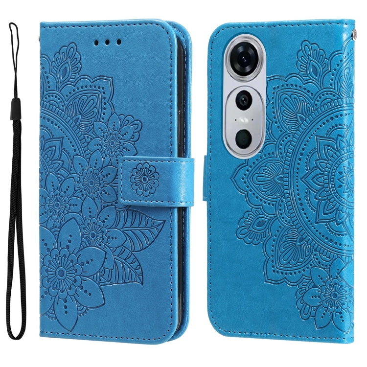 Seven-petal Flowers Embossing Leather Phone Case, For Huawei Mate 60, For Huawei Mate 60 Pro, For Huawei Enjoy 60X, For Huawei nova 11 Pro