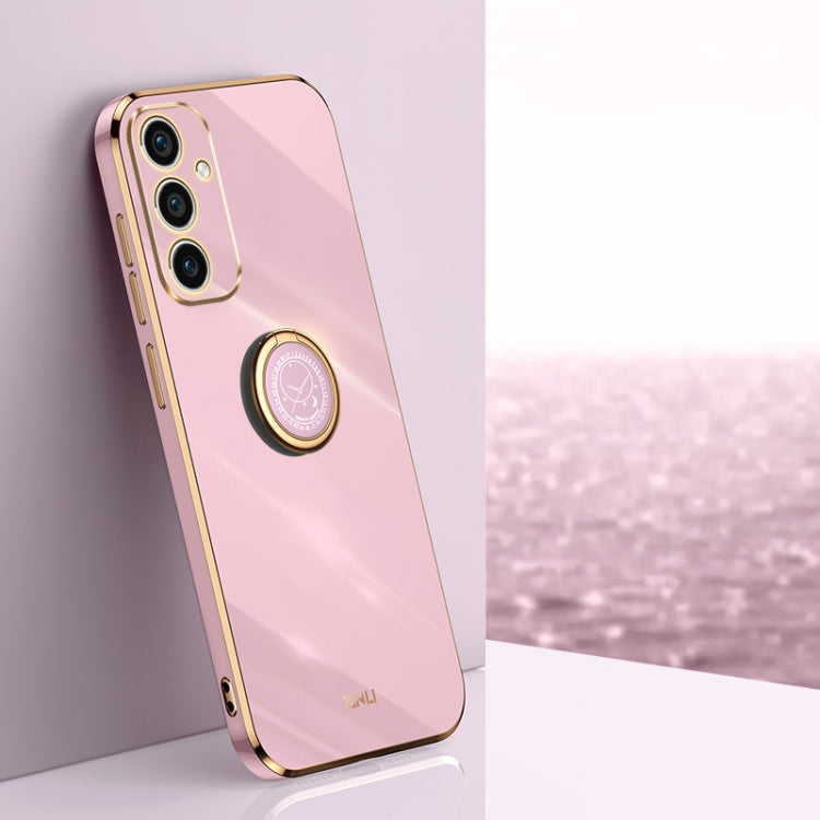 XINLI Straight Edge 6D Electroplate TPU Phone Case with Ring Holder, For Samsung Galaxy A15, For Samsung Galaxy A55, For Samsung Galaxy A35 5G