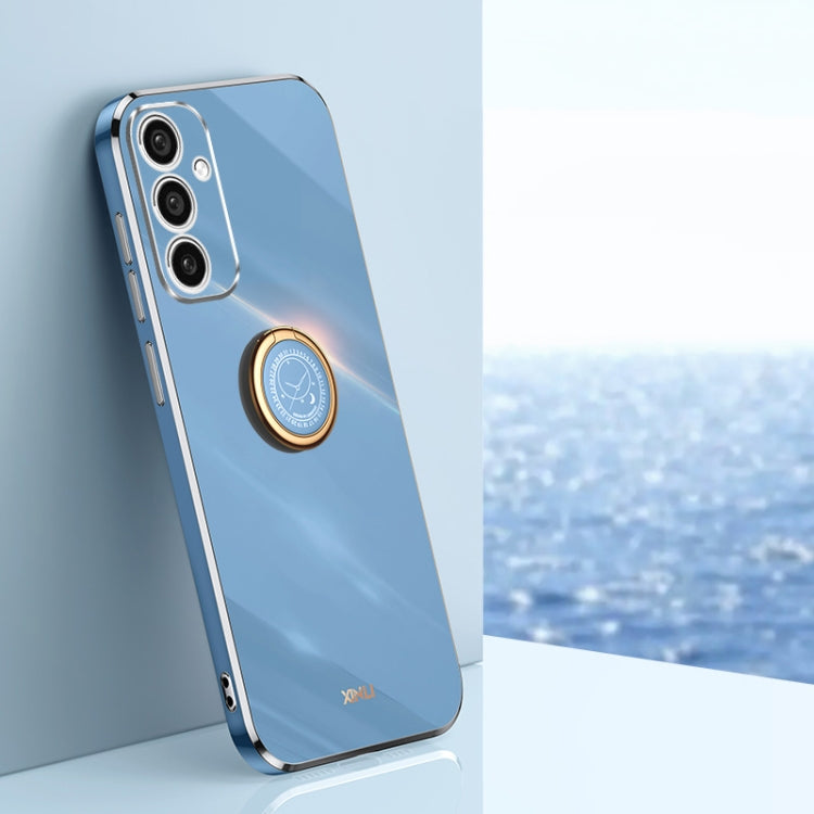 XINLI Straight Edge 6D Electroplate TPU Phone Case with Ring Holder, For Samsung Galaxy A15, For Samsung Galaxy A55, For Samsung Galaxy A35 5G