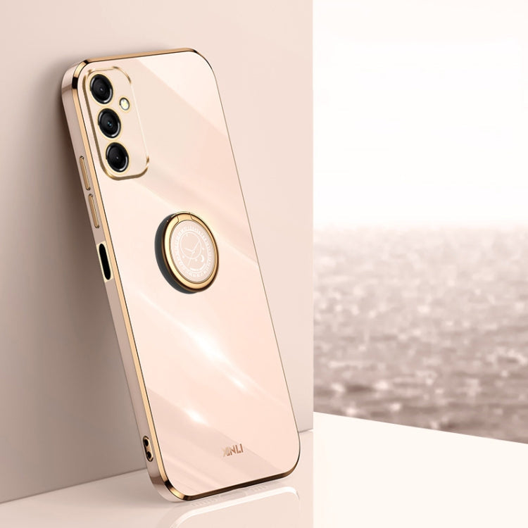 XINLI Straight Edge 6D Electroplate TPU Phone Case with Ring Holder, For Samsung Galaxy A15, For Samsung Galaxy A55, For Samsung Galaxy A35 5G