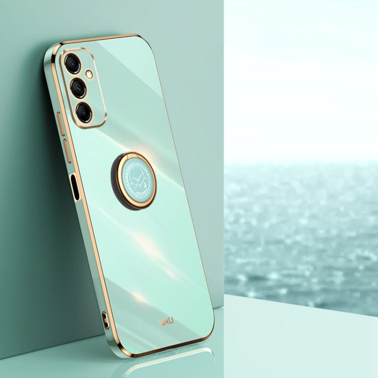 XINLI Straight Edge 6D Electroplate TPU Phone Case with Ring Holder, For Samsung Galaxy A15, For Samsung Galaxy A55, For Samsung Galaxy A35 5G