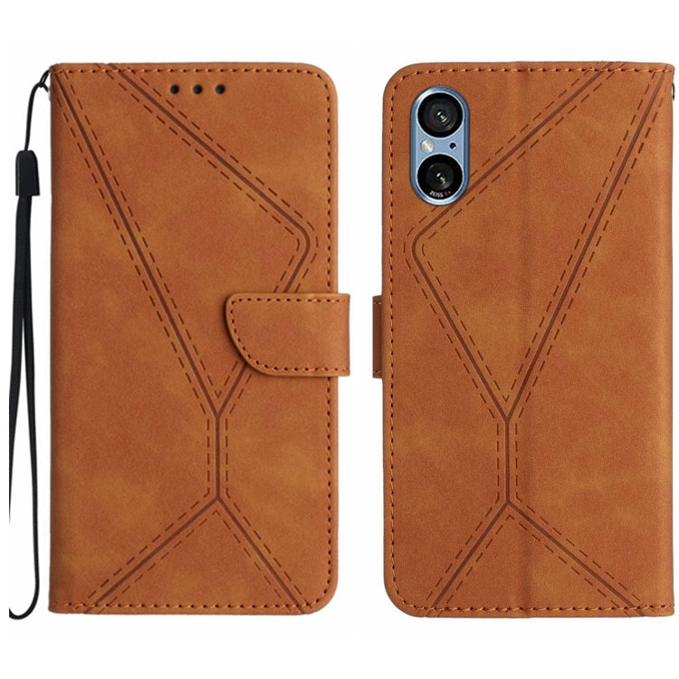 Stitching Embossed Leather Phone Case, For Sony Xperia 5 IV, For Sony Xperia 5 V, For Sony Xperia 10 III, For Sony Xperia 10 IV
