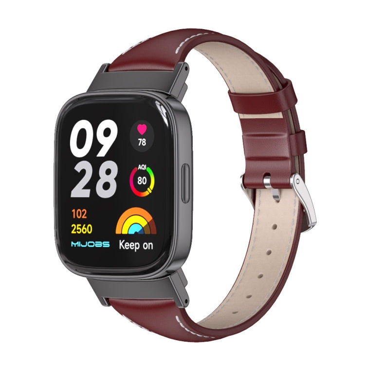 Mijobs Genuine Leather Slim Watch Band, For Redmi Watch 3