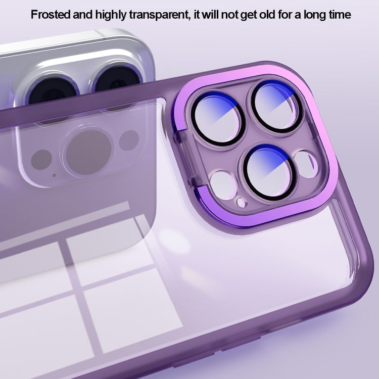 For iPhone 15 Plus Invisible Lens Bracket Matte Transparent MagSafe Phone Case(Black)