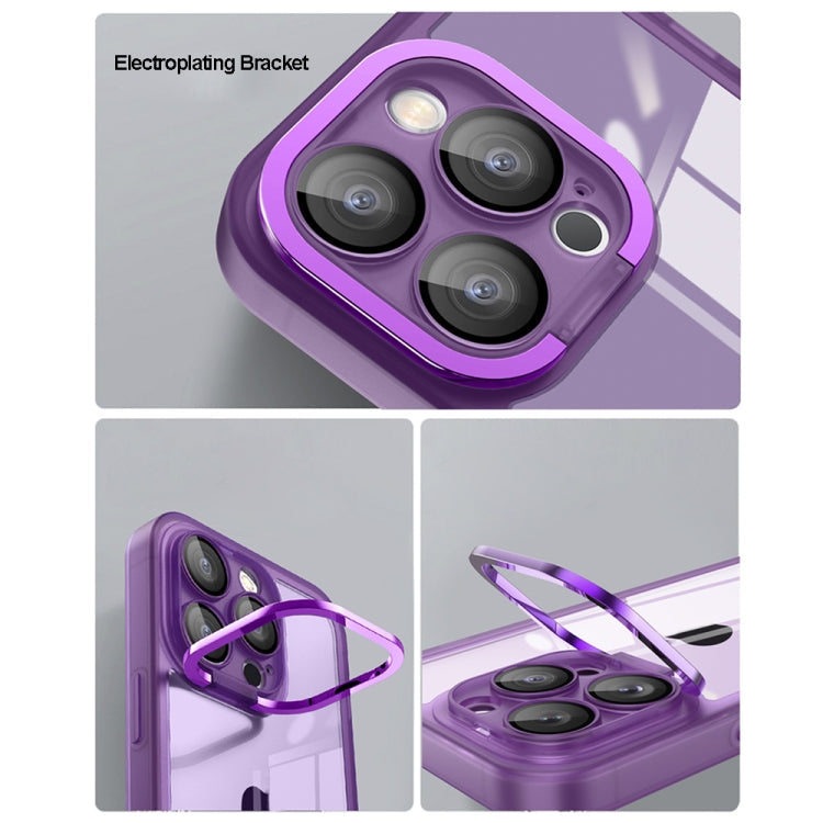 For iPhone 15 Plus Invisible Lens Bracket Matte Transparent MagSafe Phone Case(Black)