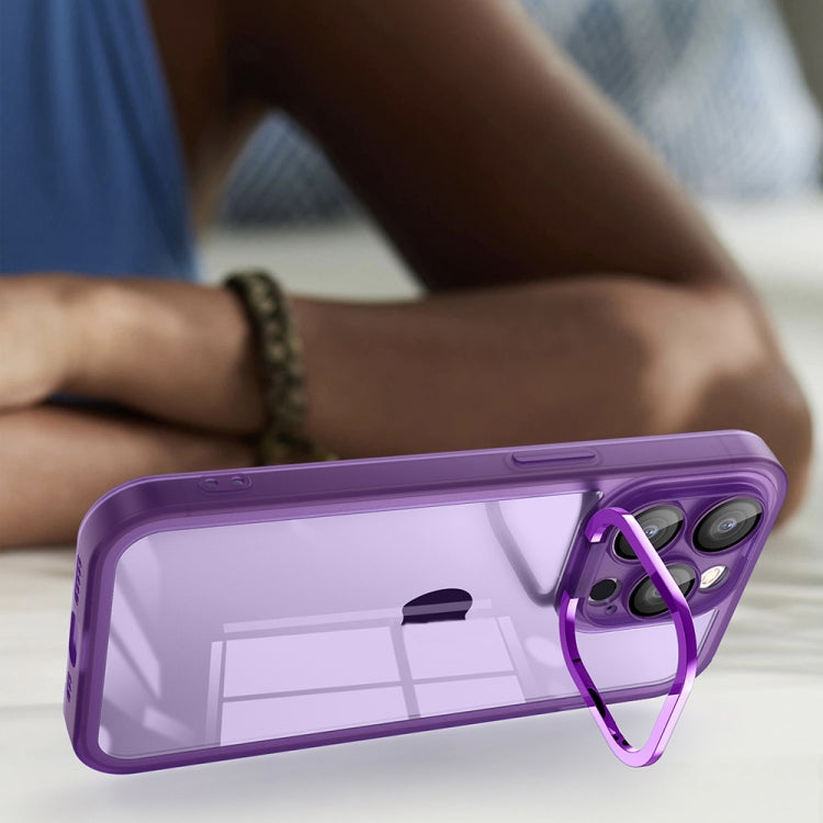 For iPhone 14 Plus Invisible Lens Bracket Matte Transparent Phone Case(Black)