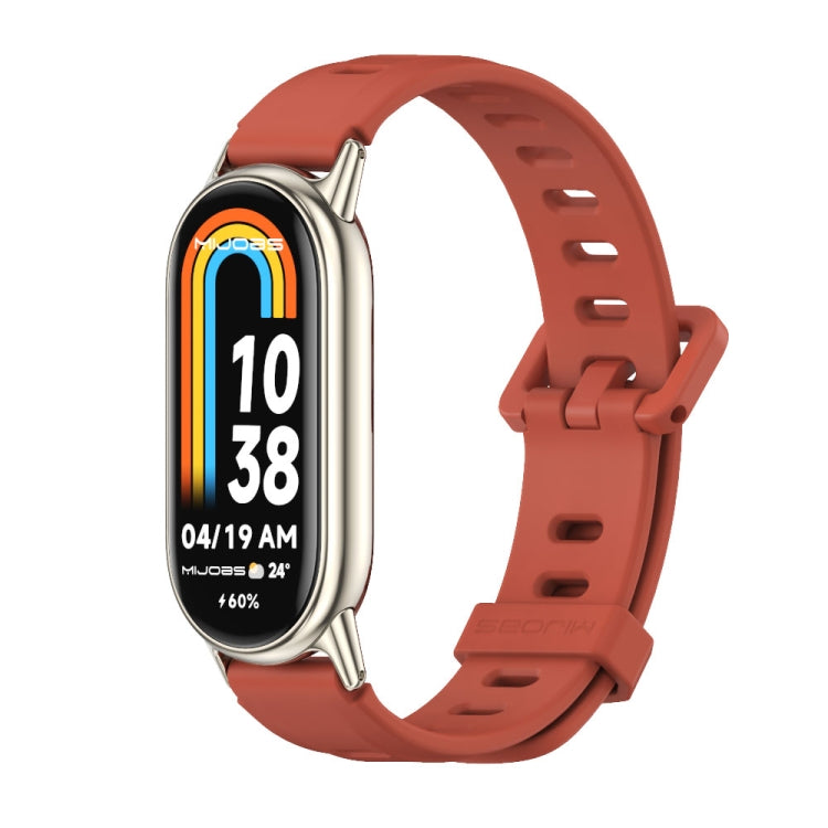 Mijobs Flat Hole Breathable Silicone Watch Band, For Xiaomi Smart Band 10 / 9 / 8