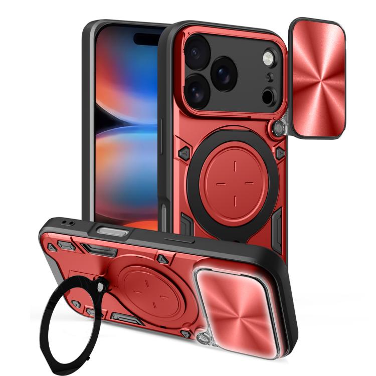 CD Texture Sliding Camshield Magnetic Holder Phone Case, For iPhone Air, For iPhone 16 Pro Max, For iPhone 16 Pro, For iPhone 16 Plus