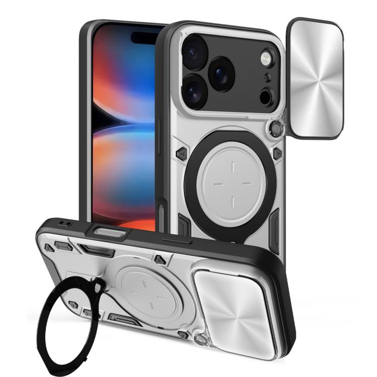 CD Texture Sliding Camshield Magnetic Holder Phone Case, For iPhone Air, For iPhone 16 Pro Max, For iPhone 16 Pro, For iPhone 16 Plus