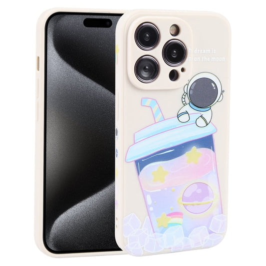 Milk Tea Astronaut Pattern Liquid Silicone Phone Case, For iPhone 15 Pro Max, For iPhone 15 Pro, For iPhone 15 Plus, For iPhone 15, For iPhone 14 Plus, For iPhone 14, For iPhone 14 Pro, For iPhone 14 Pro Max, For iPhone SE 2022 / SE 2020 / 8 / 7       ...