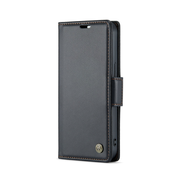 For iPhone 14 CaseMe 023 Butterfly Buckle Litchi Texture RFID Anti-theft Leather Phone Case(Black)