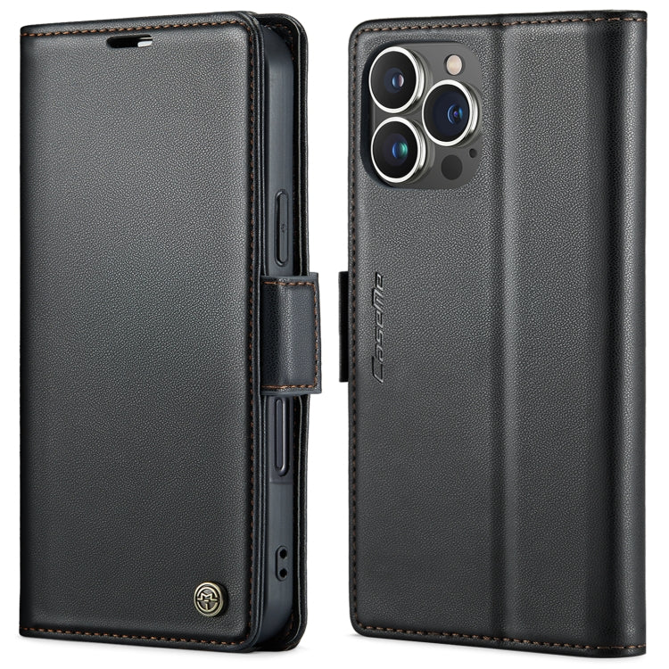 CaseMe 023 Butterfly Buckle Litchi Texture RFID Anti-theft Leather Phone Case, For iPhone 15 Pro Max, For iPhone 14, For iPhone 14 Plus, For iPhone 15 Pro