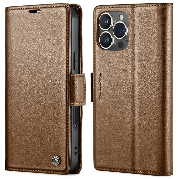 CaseMe 023 Butterfly Buckle Litchi Texture RFID Anti-theft Leather Phone Case, For iPhone 15 Pro Max, For iPhone 14, For iPhone 14 Plus, For iPhone 15 Pro