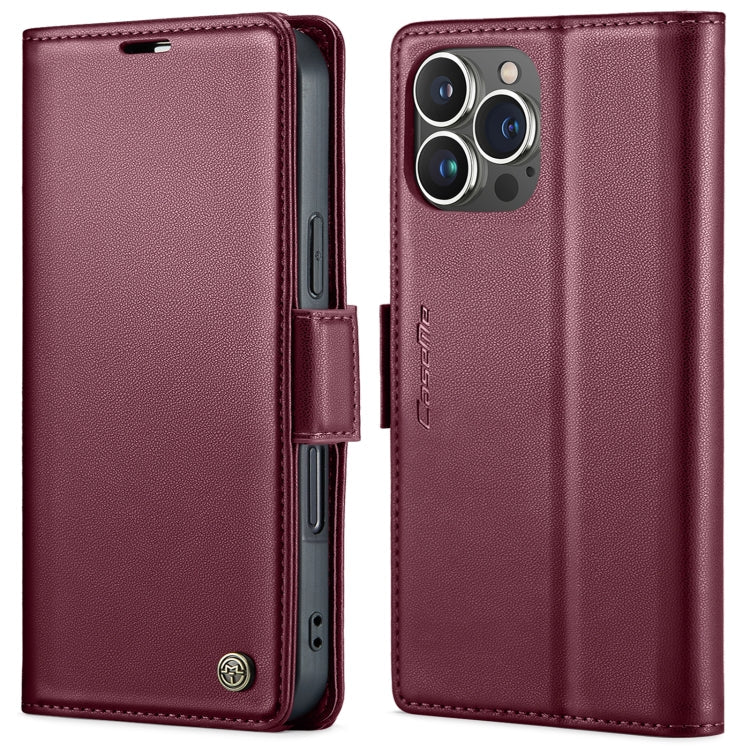 CaseMe 023 Butterfly Buckle Litchi Texture RFID Anti-theft Leather Phone Case, For iPhone 15 Pro Max, For iPhone 14, For iPhone 14 Plus, For iPhone 15 Pro