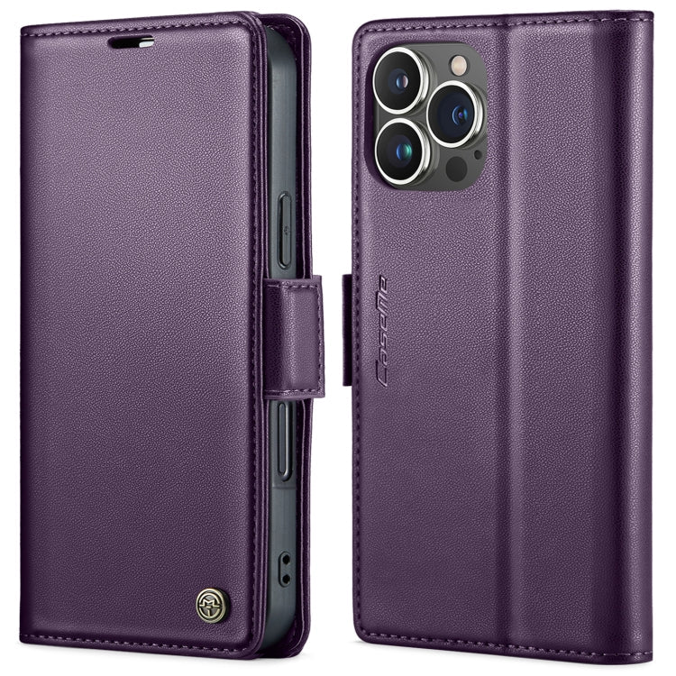 CaseMe 023 Butterfly Buckle Litchi Texture RFID Anti-theft Leather Phone Case, For iPhone 15 Pro Max, For iPhone 14, For iPhone 14 Plus, For iPhone 15 Pro