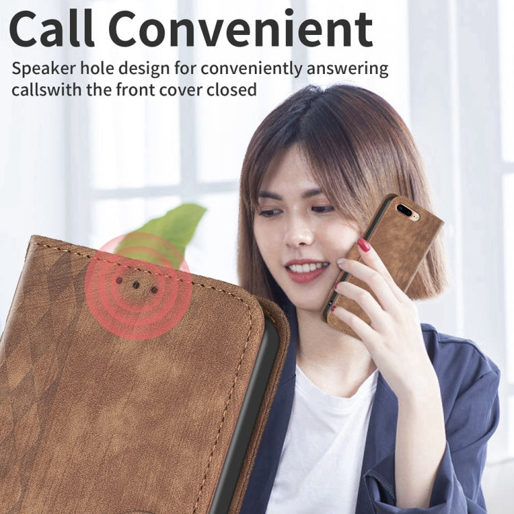 Plaid Embossed Leather Phone Case, For iPhone 7 Plus / 8 Plus