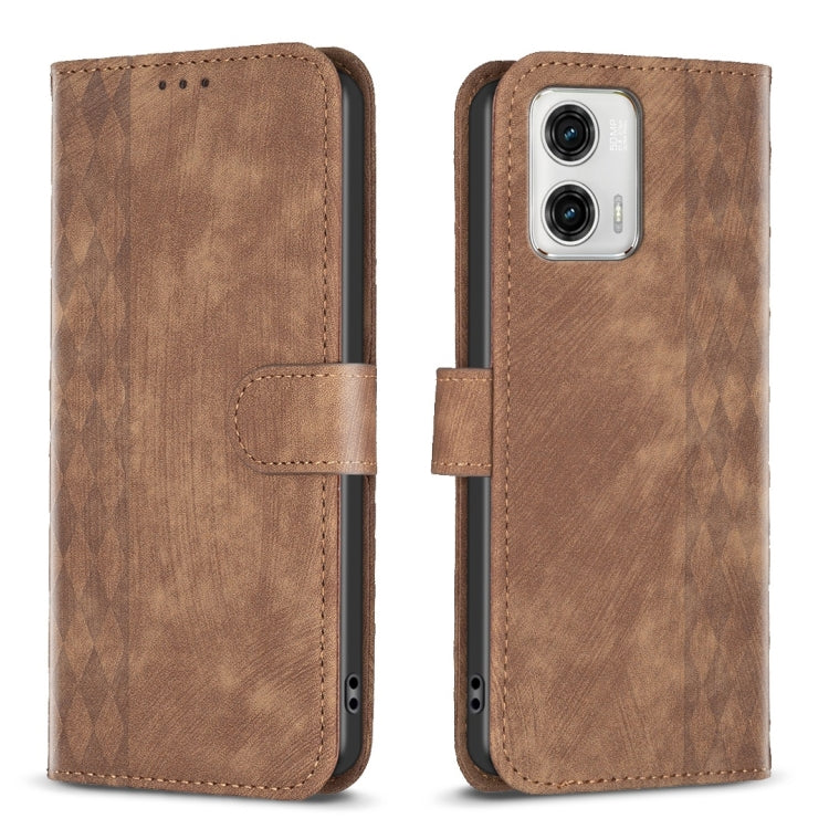 Plaid Embossed Leather Phone Case, For Motorola Moto G14 4G, For Motorola Moto E13 4G, For Motorola Moto G13 4G /G53 5G, For Motorola Moto G73 5G