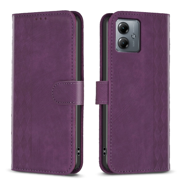 Plaid Embossed Leather Phone Case, For Motorola Moto G14 4G, For Motorola Moto E13 4G, For Motorola Moto G13 4G /G53 5G, For Motorola Moto G73 5G