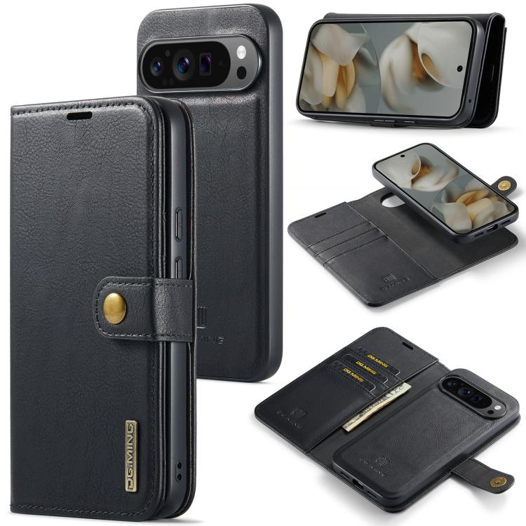 DG.MING Crazy Horse Texture Detachable Magnetic Leather Phone Case, For Google Pixel 10 Pro XL, For Google Pixel 10 / 10 Pro, For Google Pixel 9a, For Google Pixel 8a