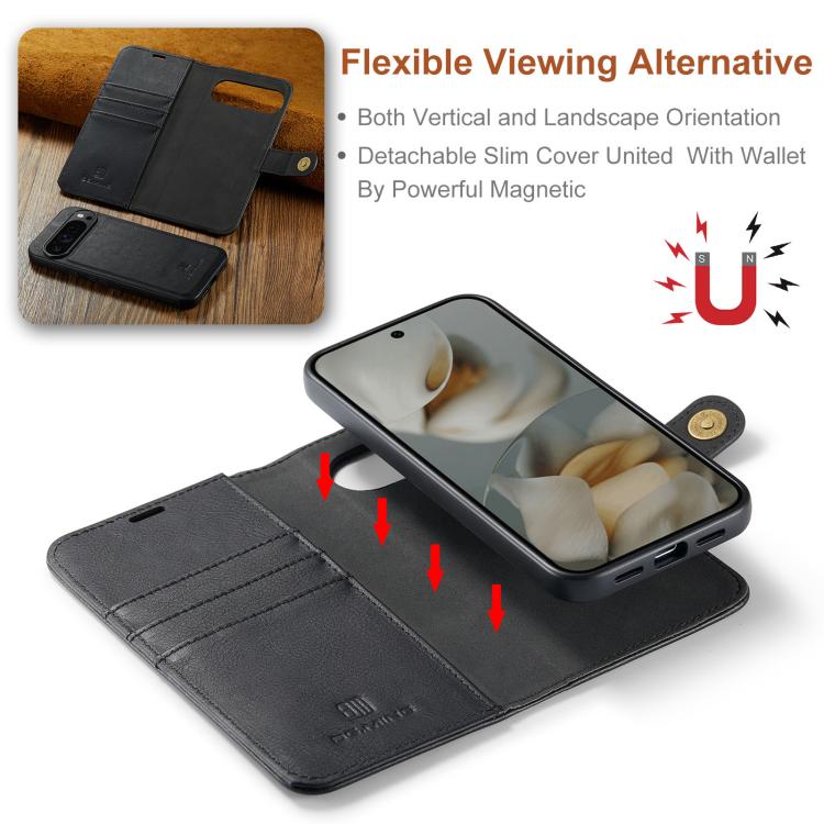 DG.MING Crazy Horse Texture Detachable Magnetic Leather Phone Case, For Google Pixel 10 Pro XL, For Google Pixel 10 / 10 Pro, For Google Pixel 9a, For Google Pixel 8a