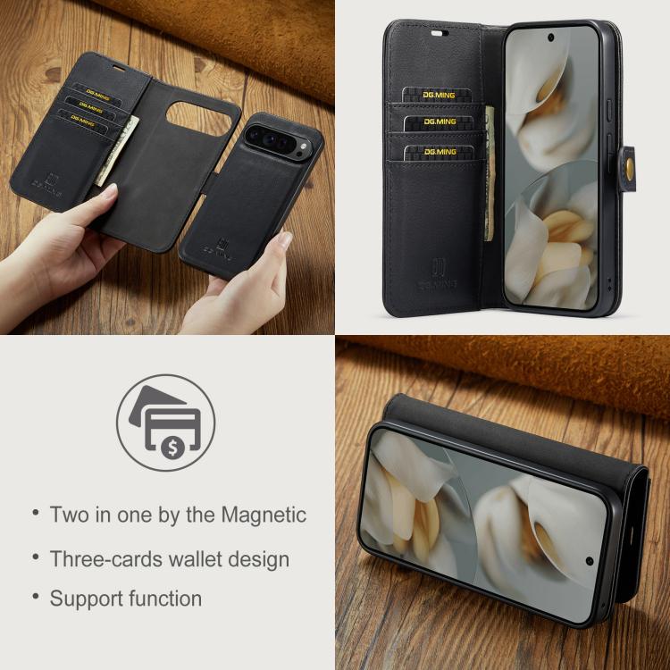 DG.MING Crazy Horse Texture Detachable Magnetic Leather Phone Case, For Google Pixel 10 Pro XL, For Google Pixel 10 / 10 Pro, For Google Pixel 9a, For Google Pixel 8a