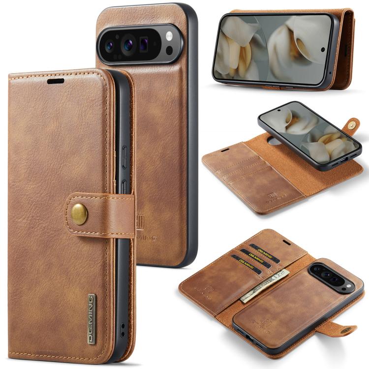 DG.MING Crazy Horse Texture Detachable Magnetic Leather Phone Case, For Google Pixel 10 Pro XL, For Google Pixel 10 / 10 Pro, For Google Pixel 9a, For Google Pixel 8a