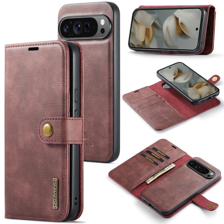 DG.MING Crazy Horse Texture Detachable Magnetic Leather Phone Case, For Google Pixel 10 Pro XL, For Google Pixel 10 / 10 Pro, For Google Pixel 9a, For Google Pixel 8a