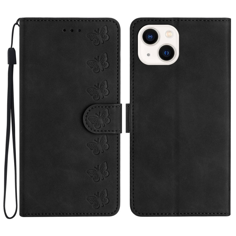 Seven Butterflies Embossed Leather Phone Case, For iPhone 13 mini, For iPhone 12, For iPhone 12 Pro Max, For iPhone 12 Pro