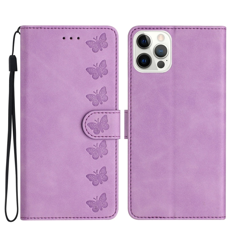 Seven Butterflies Embossed Leather Phone Case, For iPhone 14 Pro Max, For iPhone 13 Pro Max, For iPhone 13 Pro, For iPhone 13