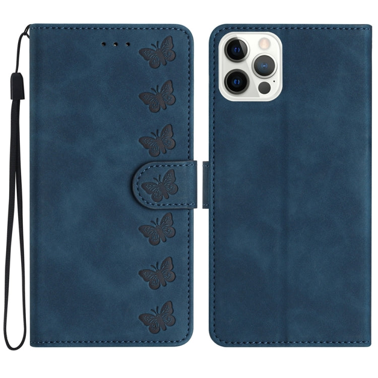 Seven Butterflies Embossed Leather Phone Case, For iPhone 13 mini, For iPhone 12, For iPhone 12 Pro Max, For iPhone 12 Pro