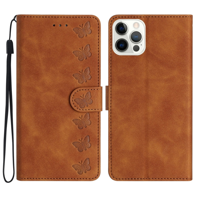 Seven Butterflies Embossed Leather Phone Case, For iPhone 13 mini, For iPhone 12, For iPhone 12 Pro Max, For iPhone 12 Pro